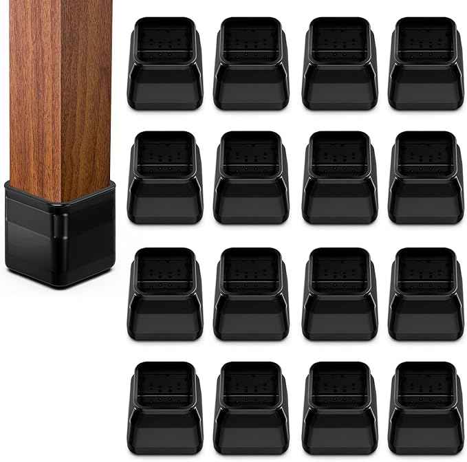 16pcs Square Chair Leg Floor Protectors, Felt Pads Chair Leg Protectors
