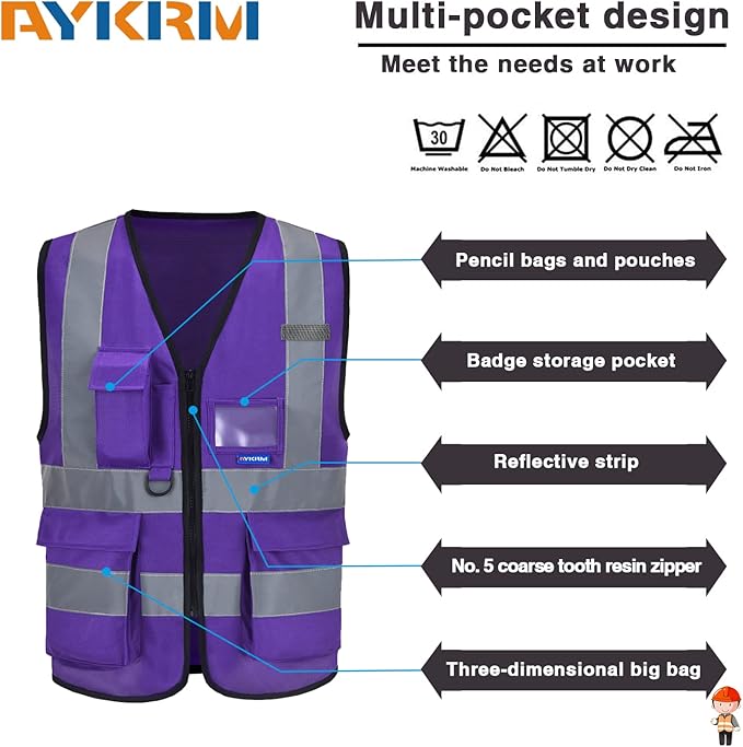 A-SAFETY High Visibility Reflective Safety Vest Customize Logo (XS-8XL)