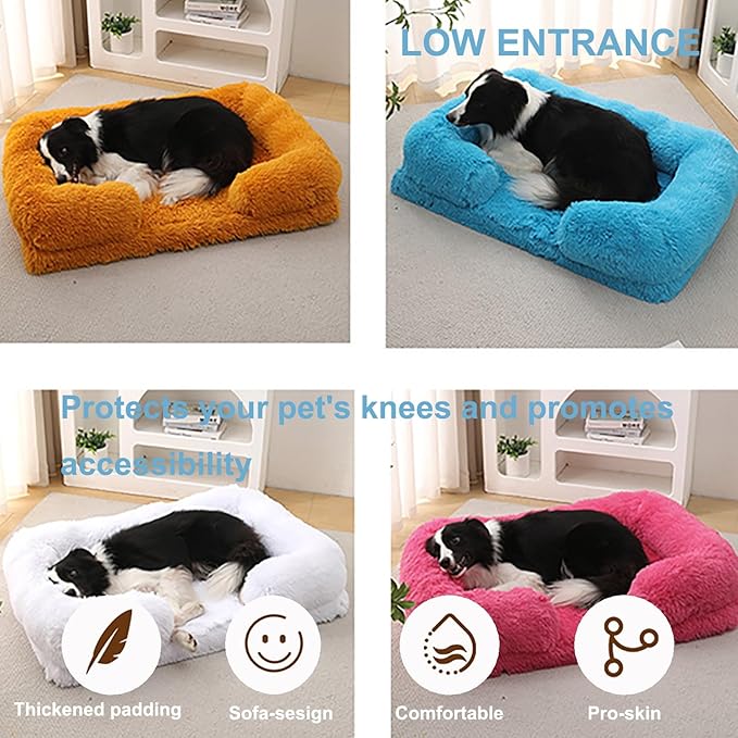 Dog Beds Large Sized dog Orthopedic, Sofa Dog Bed with Waterproof Lining and Nonskid Bottom, Rectangle Washable Dog Bed for Medium Small Dogs and Cats Comfortable ( Color : Brown2 , Size : 23 x 18" )