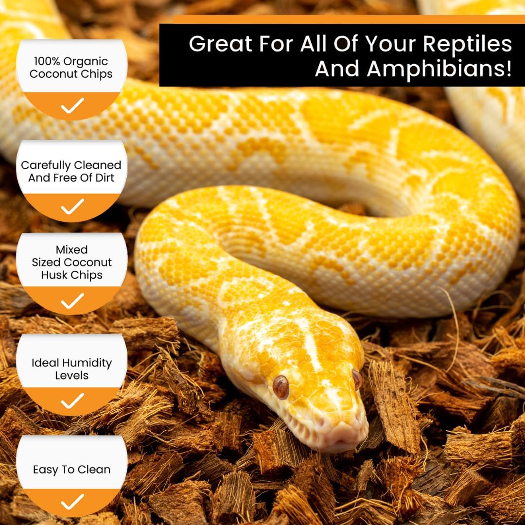 ReptiChip Reptile Bedding Loose Coconut Chip 36 Quart Coco Husk Substrate Mulch for Snake Habitat, Ball Python Terrarium, Turtle Tanks, Tortoise Enclosure