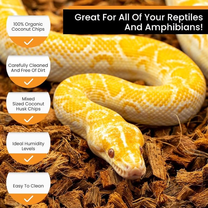 ReptiChip Reptile Bedding Loose Coconut Chip 6 Quart Coco Husk Substrate Mulch for Snake Habitat, Ball Python Terrarium, Turtle Tanks, Tortoise Enclosure