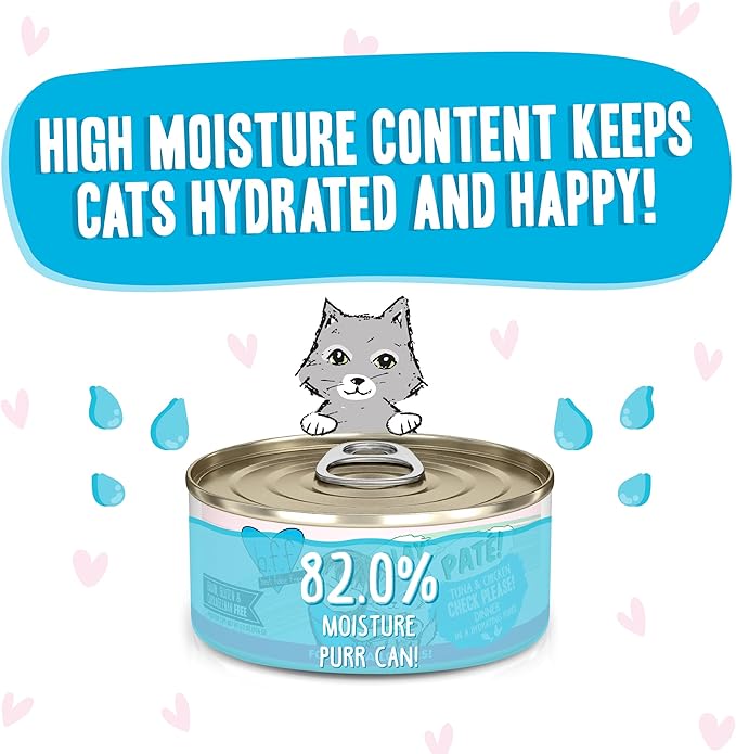 Weruva B.F.F. Play - Best Feline Friend Paté Lovers, Aw Yeah!, Tuna & Chicken Check Please! with Tuna & Chicken, 5.5oz Can (Pack of 8)