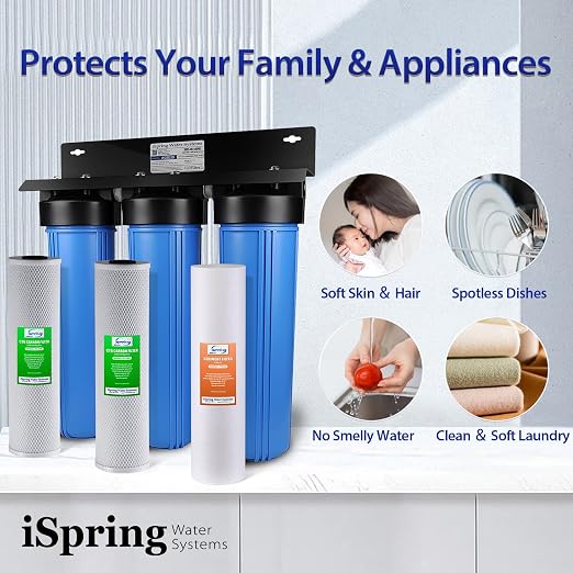 iSpring Whole House Water Filter System, Highly Reduces Sediment, and up to 99%