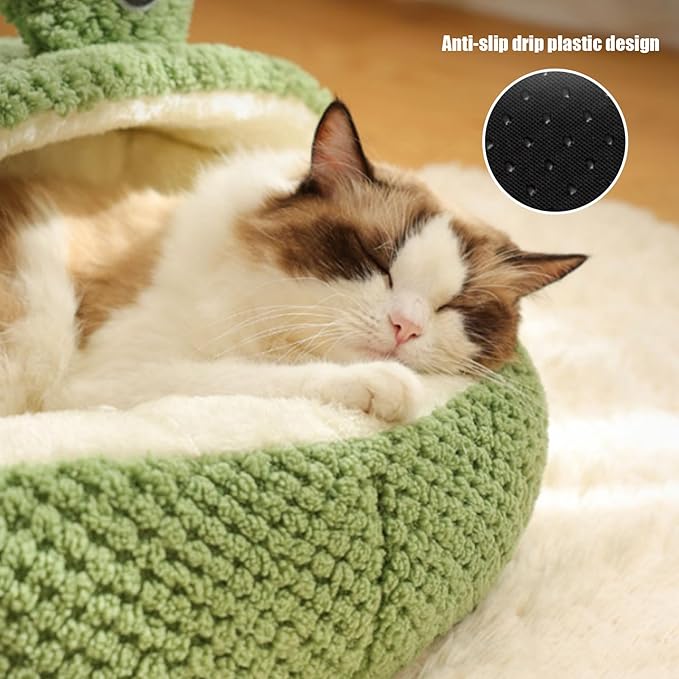 Naisicore Plush Frog Donut Cat & Dog Bed, 40cm/15.7inch, Winter Warm, Soft Detachable, Small Dogs & Cats (Style 2)