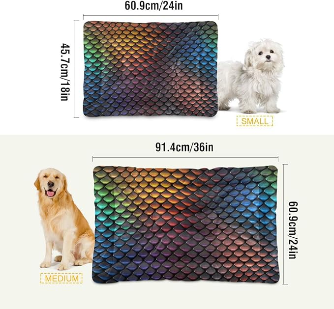 Pet Bed Colored Scales Dog Bed Mat Absorbing Non Slip Pad Pet Sleeping Mat for Small, Medium, and Large Dogs Puppy Cat 36 in x 24 in