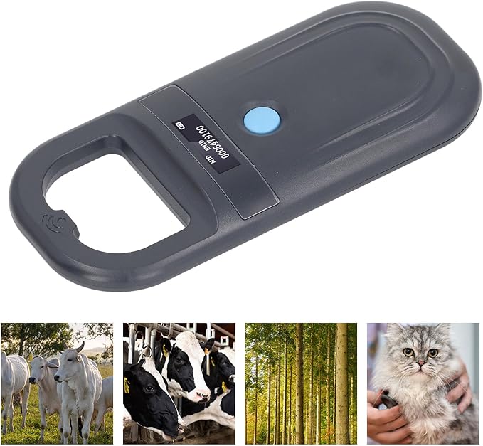 Pet Microchip Reader, Animal ID Microchip Scanner 134.2KHz, Supports ISO11784 85 FDX B ID64 Microchip EMID, Pet Chip ID Scanner with LED Display, Buzzer, USB Charging for Cat Dog