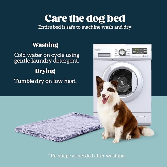 Stoutwool Indestructible Dog Bed - Fluffy Chew Proof Dog Crate Pad - Tough Kennel Pad for Aggressive Chewers - Washable, Ideal for Jumbo Breeds & Fits 54-Inch Crate - 53"x35", Jacaranda