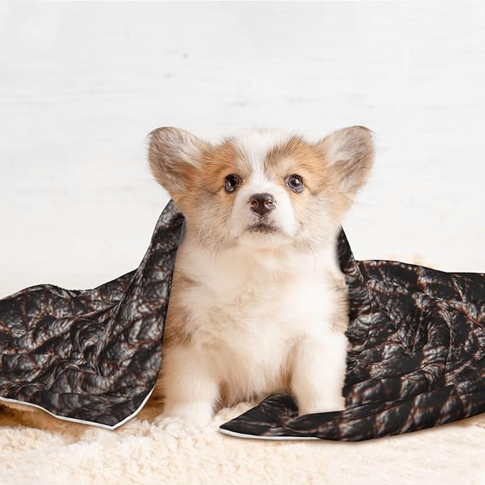 Cat Dog Blanket Brown Rough Leather Texture Ultra Soft Warming Mat for Indoor Pet Beds Furniture 27.6 X 19.7inch