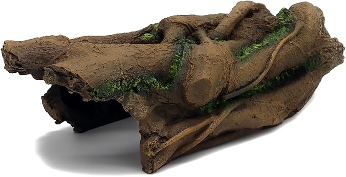 JIHAQUA Aquarium Resin Bark Terrarium Decor, Lizard, Snake or Reptile Hide,Lizard, Spider and Aquarium Fish Hide Cave (Large Bark B)