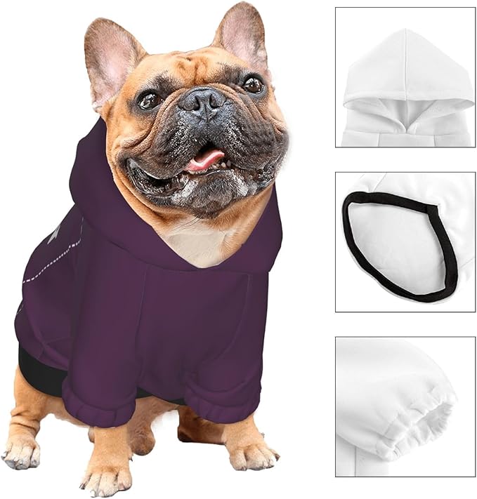 Personalized Chihuahua Dog Hoodie, Custom Pet Warm Sweatshirt Costume with Name Number Photo, Customize ID Clothes for Pupppy Kitten Dogs Cats, PlumPurple, XL