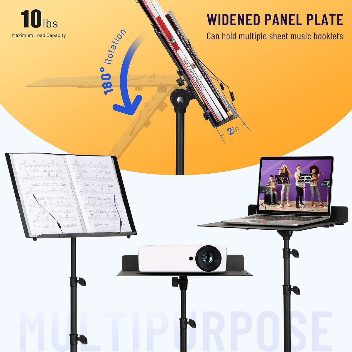 CAHAYA Sheet Music Stand Foldable Tri-fold Panel Portable for Travel