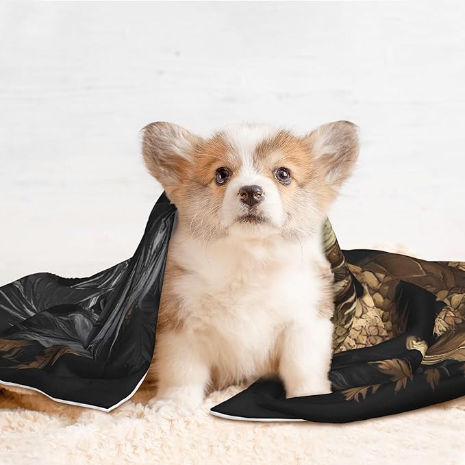 Waterproof Dog Blanket Soft Pet Blanket for Puppy Cat, Fleece Cat Throw Blankets for Furniture Bed Couch Sofa Reversible - Vintage Metal Dragon