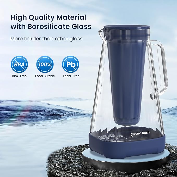 GLACIER FRESH 10 Cup Purela Glass Water Pitcher