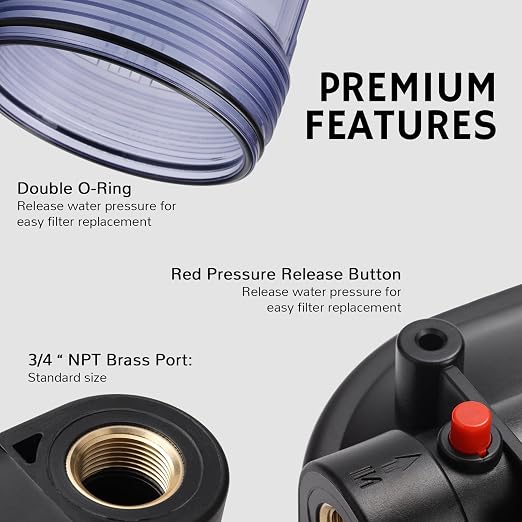 Airthereal Whole House Water Filter Housing, Sediment Filters
