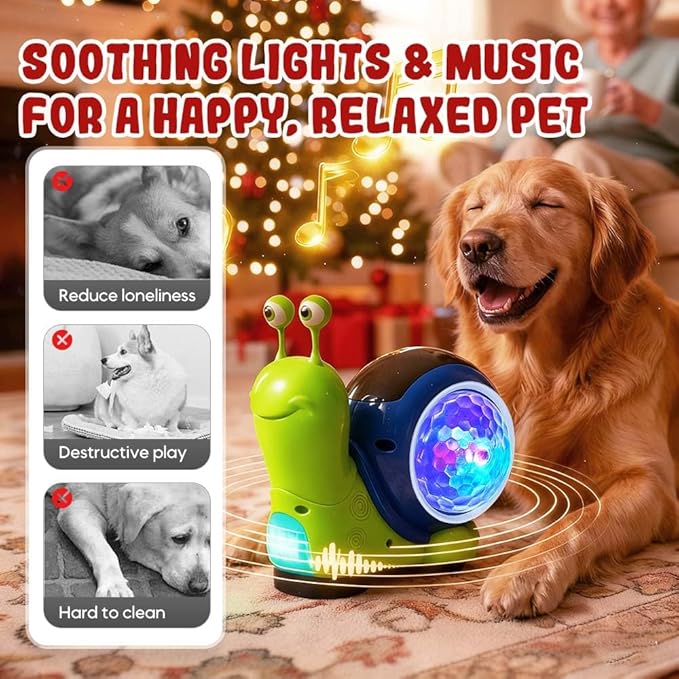 Luminous Electric Snail Toy,Glowing and Music Playing Crawling Snail Toys,Christmas Interactive Gifts for Dogs Cats (Green/1pcs)
