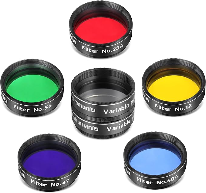 Astromania 1.25-Inch Telescope Eyepiece Filter Set, Variable Grey Polarizing