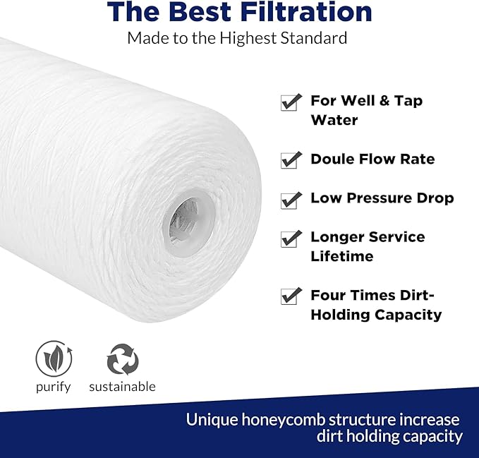 Membrane Solutions 5 Micron 10""x4.5"" String Wound Whole House Water Filter