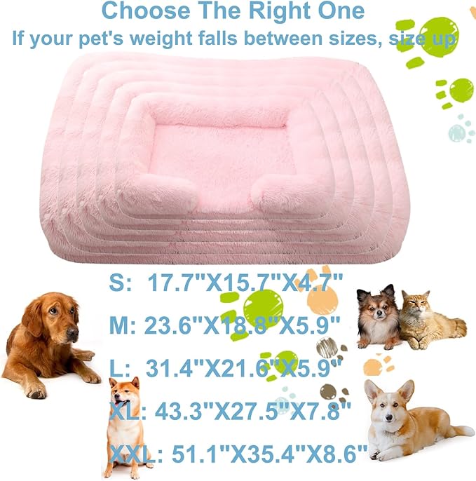 Dog Beds Large Sized dog Orthopedic, Sofa Dog Bed with Waterproof Lining and Nonskid Bottom, Rectangle Washable Dog Bed for Medium Small Dogs and Cats Comfortable ( Color : Pink3 , Size : 51 x 35" )