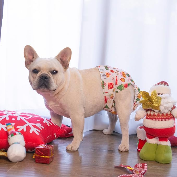 CuteBone Dog Diapers Female Washable Small Medium Large 3 Pack Reusable Doggie Diapers Puppy Period Pants for Doggy Heat Cycle Peeing