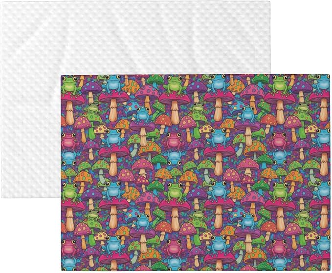 Reversible Plush Dot Pet Blanket for Dogs and Cats, Watercolor Frogs Trippy Mushroom Cartoon, Ultra Soft Two Sided Design with Warm Fuzzy Side and Smooth Side for Comfort