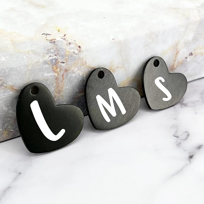 Ultra Joys Dog ID Tag, Custom Dog Tag Personalized Cat Tag, Pet ID Tag, Brushed Stainless Steel Heart Cat Tags Pet Tags, Brushed Stainless Steel Heart Dog Tag Black Large