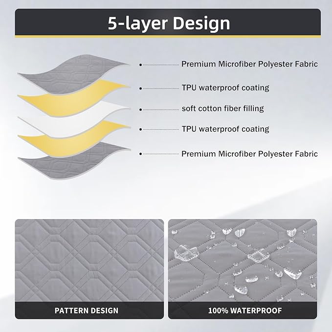 ele ELEOPTION 100% Waterproof 2 Piece Couch Cover Pet Blanket Sectional L Shape Sofa Cushion Cat Dog Bed Cover (Chaise Lounge + 3 Seat Covers) Light Gray