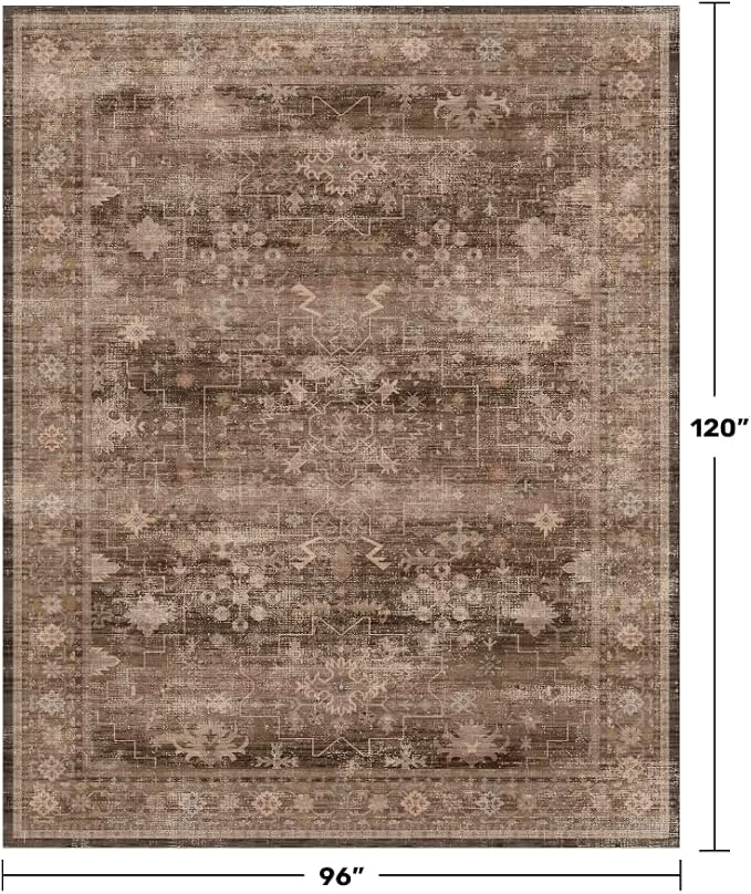Hazo Haus Boho Taupe Brown Living Room Rug 8x10