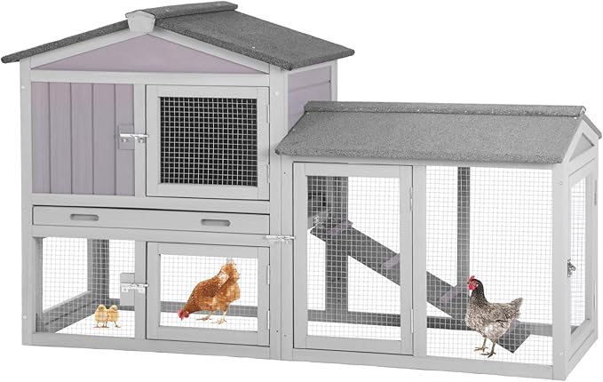 GUTINNEEN Chicken Coop Hen House with Run Outdoor Rabbit Cage Indoor Bunny Hutch with Waterproof Roof Poultry Cage,Rabbit Hutch with No Leakage Pull Out Tray
