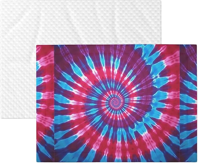 Pet Blanket for Travel and Home, Tie Dye, Reversible Plush Dot Design with Soft Grip Texture on One Side Perfect for Car Seats Moving Vehicles