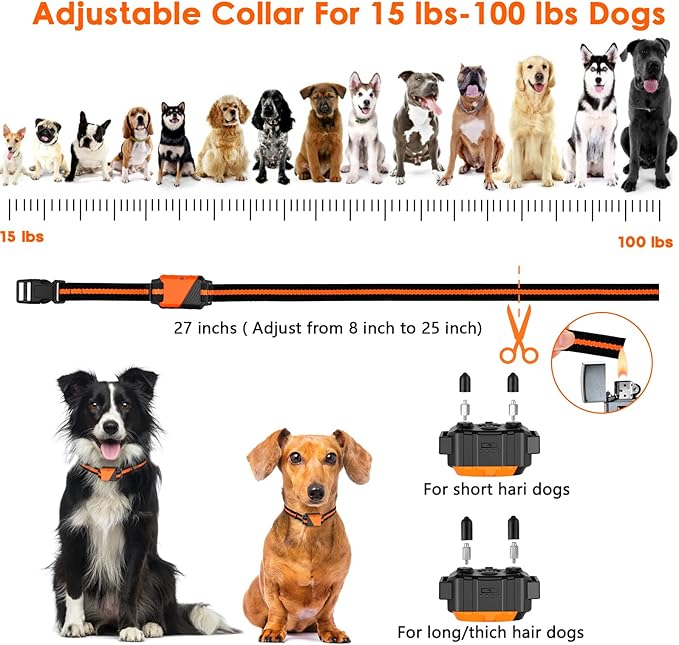 Shock Collar for Dogs, IP67 Waterproof Dog Training Collar with Remote, 3 Training Modes with Beep, Vibration, and Safe Static, Rechargeable for Large Medium