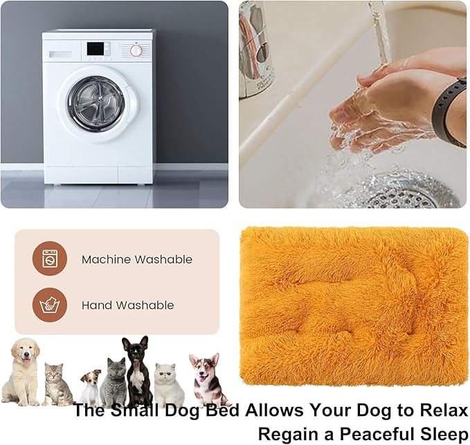Dog Crate Mat, Dog Bed for Large Dogs, Comfy Fluffy Kennel Pad Anti-Slip for Dog beds & Furniture, Quilted Dog Bed for Pets for Medium/Small Dogs Cats (Color : Yellow, Size : 30x21)
