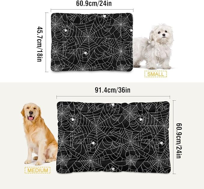 Halloween Spider Web Pet Bed Cute Dog Bed Mat Absorbing Non Slip Pad Pet Sleeping Mat for Small, Medium, and Large Dogs Puppy Cat 24 in x 18 in