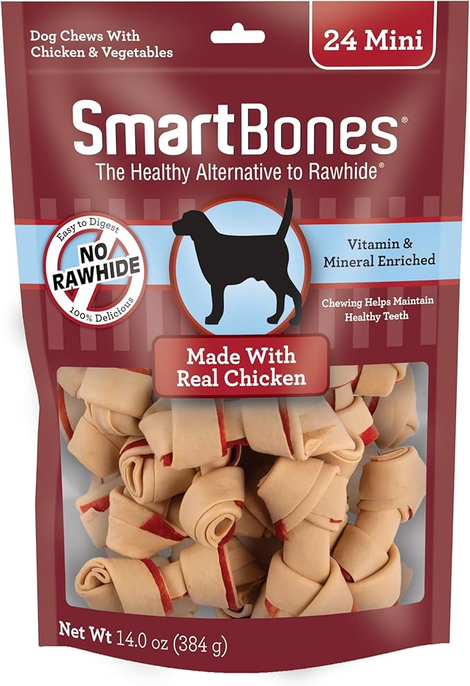 SmartBones Mini Bones with Real Chicken, 24 Count, Rawhide-Free Chews for Dogs