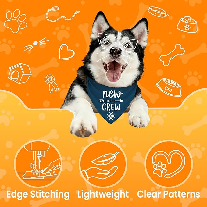 New to The Crew Dog Bandana New Puppy Announcement Gender Reveal Gift for New Owners Puppy Bandana Dog Owner Gifts Soft Triangle Bibs Scarf Accessories for Small Medium Dogs Pets (Blue)