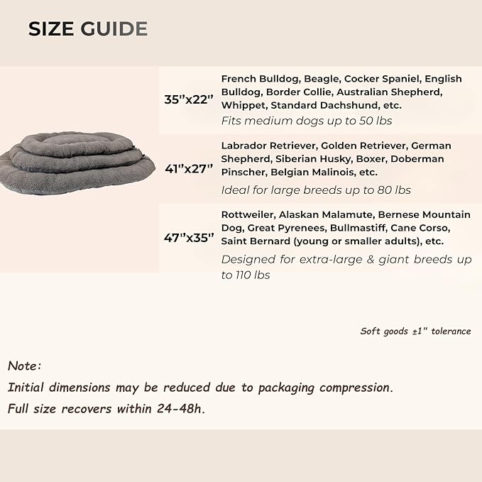 Washable Dog Bed for Medium Dogs, Reversible Plush & Oxford Medium Dog Bed for Crate, 3" Thick Cushion Kennel Mat, Machine Washable Non‑Slip Dog Bed, Fits 36 Inch Crates, Grey