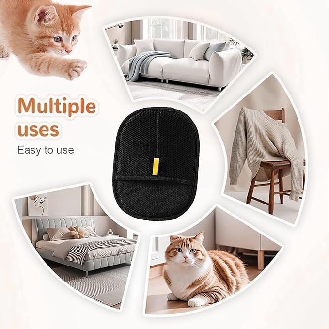 2025 Upgraded Pet Hair Removal Glove |Double-Sided – Reusable Grooming & Bathing Glove for Dogs and Cats |Soft Silcone Touch |Easy Deshedding and Cleaning Mitt (Black, 5 PCS)
