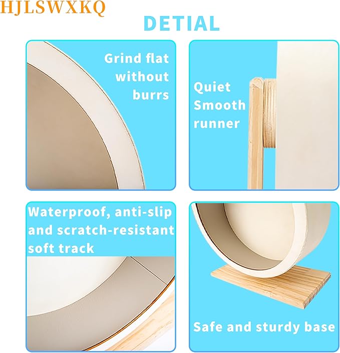 9in Silent Hamster Wheel with 2 Natural Chew Toys - Wooden Exercise Wheel with Removable Track, Quiet Spinner for Gerbils, Mice, Hamsters,Mouse,Syrian Hamster(9in)