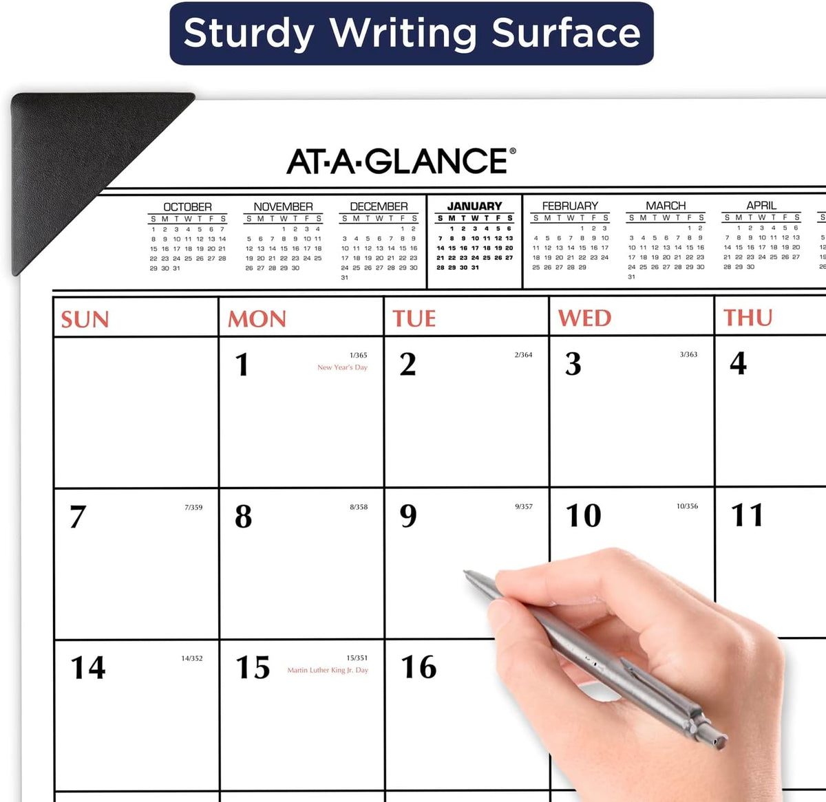 AT-A-GLANCE 2024 Desk Calendar, Monthly Desk Pad, 21-3/4" x 17", Standard, Two-Color (SK11700024)