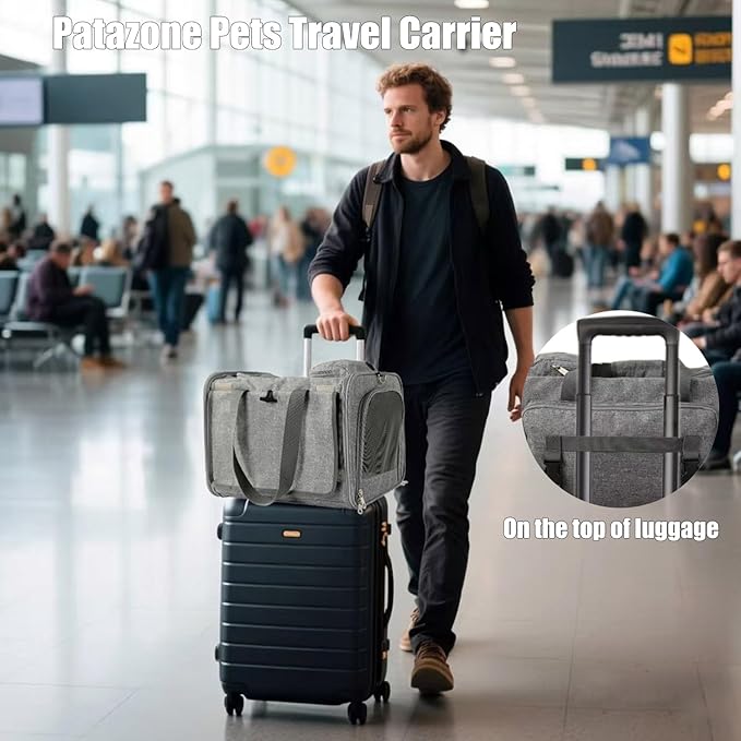Cat Carriers Soft Grey Small Dog Carrier Airline Approved,Pets Travel Bag for Cats Puppies,Large Pocket,Breathable,Sunshine Protection Pet's Carrier Privacy Protection Outdoor Kitties Kennel