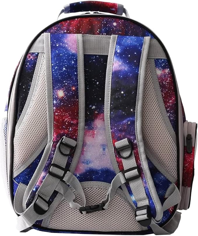 halinfer Galaxy Blue Cat Bubble Backpack, Back Extension Space Capsule Astronaut Clear Window Fit up to 12 Pounds Cat, Vet Transport Carry Bookbag, Airline Approved