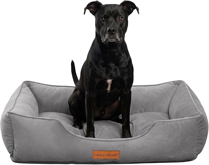 Modern Threads Luxury Dog Bed - Comfortable Tufted Velvet Cushion for Small to Large Dogs - Machine Washable - Durable & Cute Sleep Space for Pets - Pamper Your Pet with Cozy Beds - Charcoal