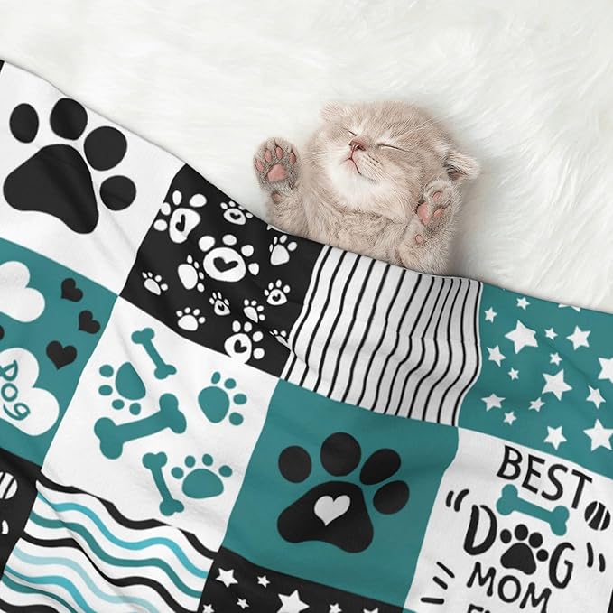 Paws Blanket for Dog Cat - Dog Puppy Blankets 23x16 Stripes Love Bones Throw Blanket for Couch