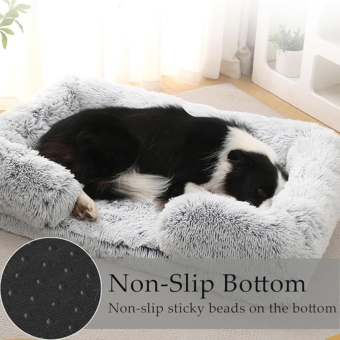 Dog Beds Medium Large Size Dog, Calming Dog Bed with Removable Washable Cover, Waterproof Lining and Nonskid Bottom(Tie-Dye Rainbow,M)