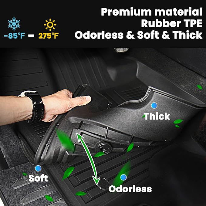 AUXKO All Weather Floor Mat & Cargo Mat Fit for GMC Terrain & Chevrolet Equinox 2018-2024 TPE Rubber Liners Accessories All Season Guard Odorless Anti-Slip Liner Black