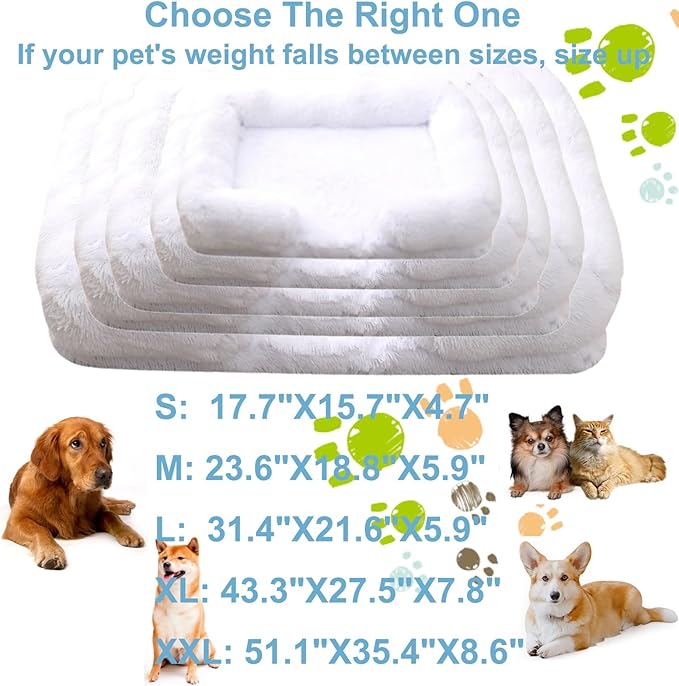Dog Beds Large Sized dog Orthopedic, Sofa Dog Bed with Waterproof Lining and Nonskid Bottom, Rectangle Washable Dog Bed for Medium Small Dogs and Cats Comfortable ( Color : White , Size : 17 x 15" )