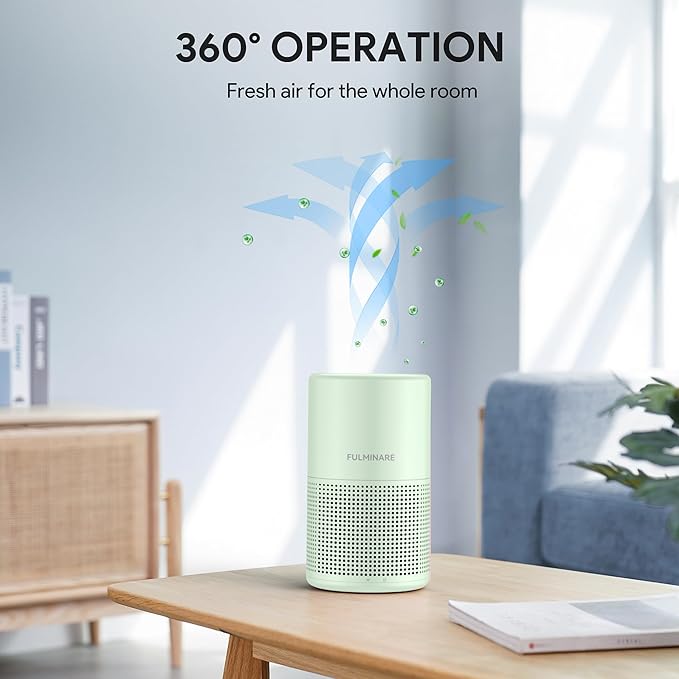 FULMINARE 2 Pack Air Purifiers for Home Bedroom H13 True HEPA Air Purifier, 3 Speeds, Timer, 24dB Quiet Air Cleaner With Night Light, Portable Small Desk Air Purifier for Smoke, Kitchen, Office, Green