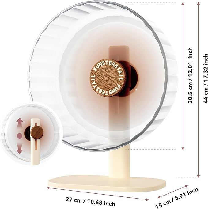Super Silent Hamster Wheel 12 Inch, Magnetic Large Rat Wheel for Chinchilla, Gerbil, Guinea Pig, Cat, Mouse, Sugar Glider and Dwarf, Syrian Hamster Accessories (Wood Brown)