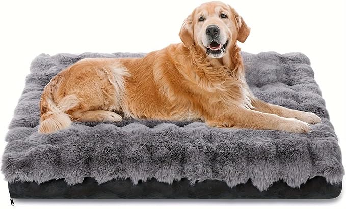 Dog Beds for Extra Large Dogs, Soft Plush Faux Fur Fluffy Dog Mat with Removable Washable Cover & Anti-Slip Bottom, Machine Washable (X-Large)