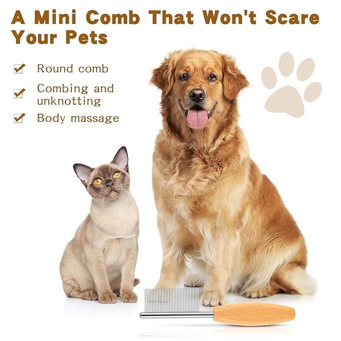 DLUGOPIS 4 In Pet Face and Finishing Comb for Dogs Small Faces Metal Pocket Comb Perfect For Matted Fur Knots Tangles