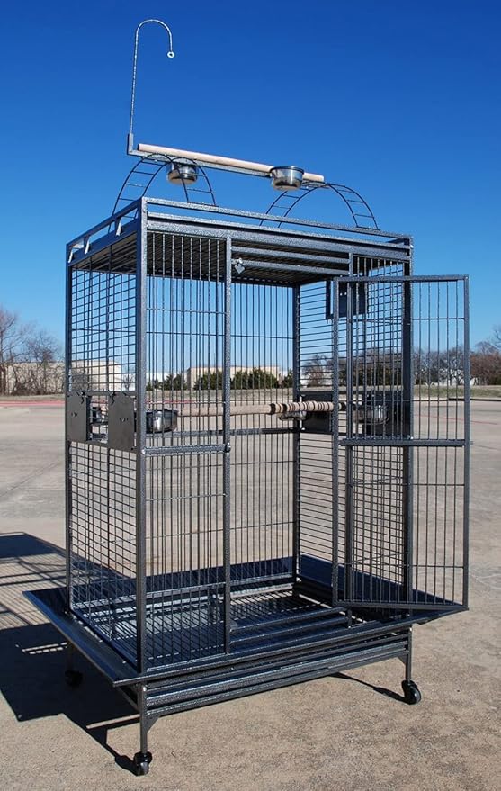 XX-Large Castle PlayTop Parrot Cage for Large Macaws Cockatoos African Grey Amazon (36" W x 28" D x 68" H)